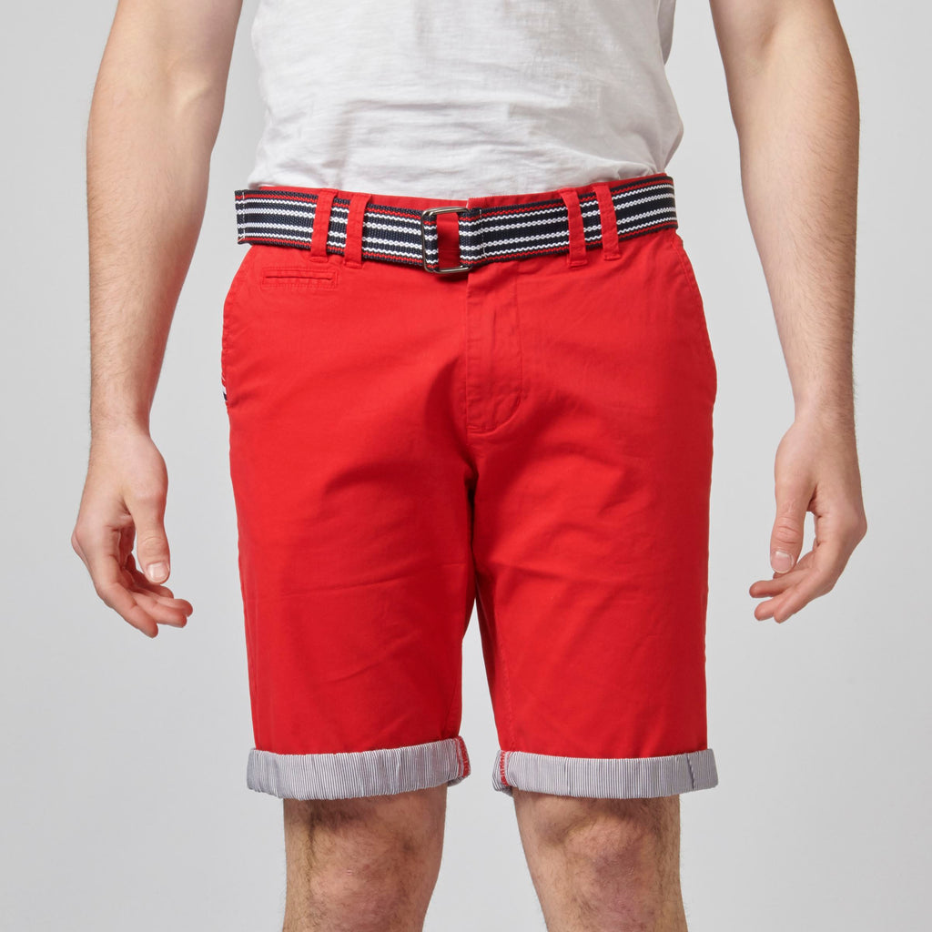 Bermuda chino algodón stretch hombre rojo vista trasera - Koroshi 2111PS07