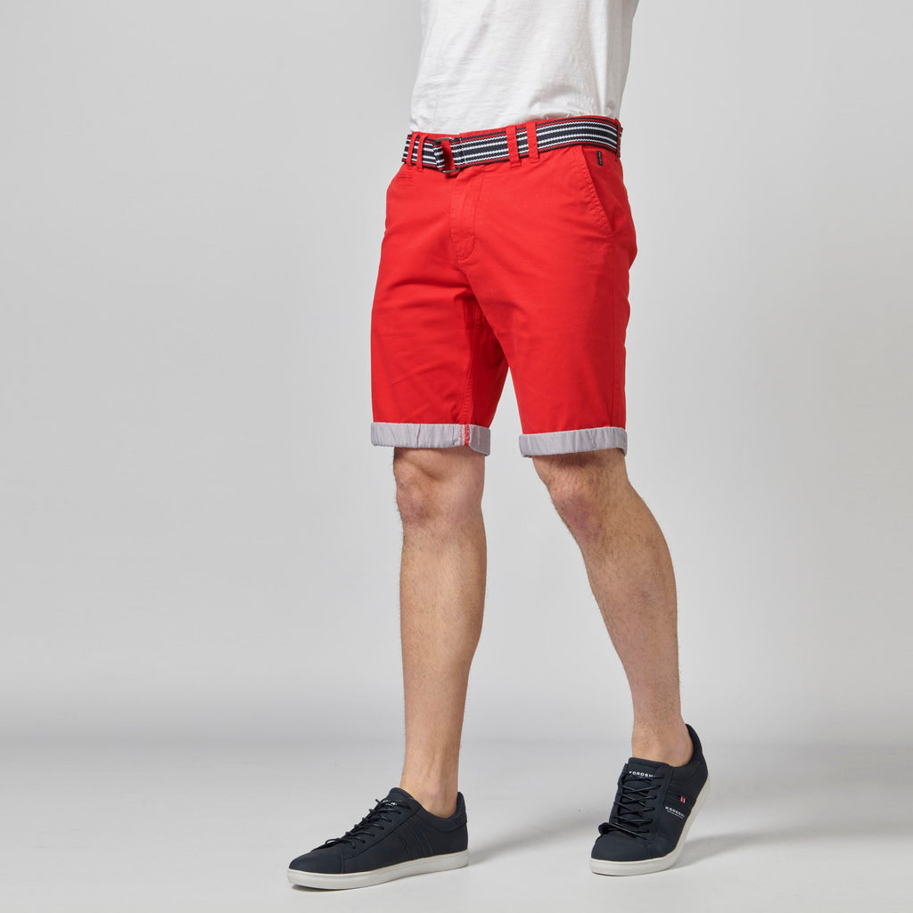 Bermuda chino algodón stretch hombre rojo detalle vuelta - Koroshi 2111PS07