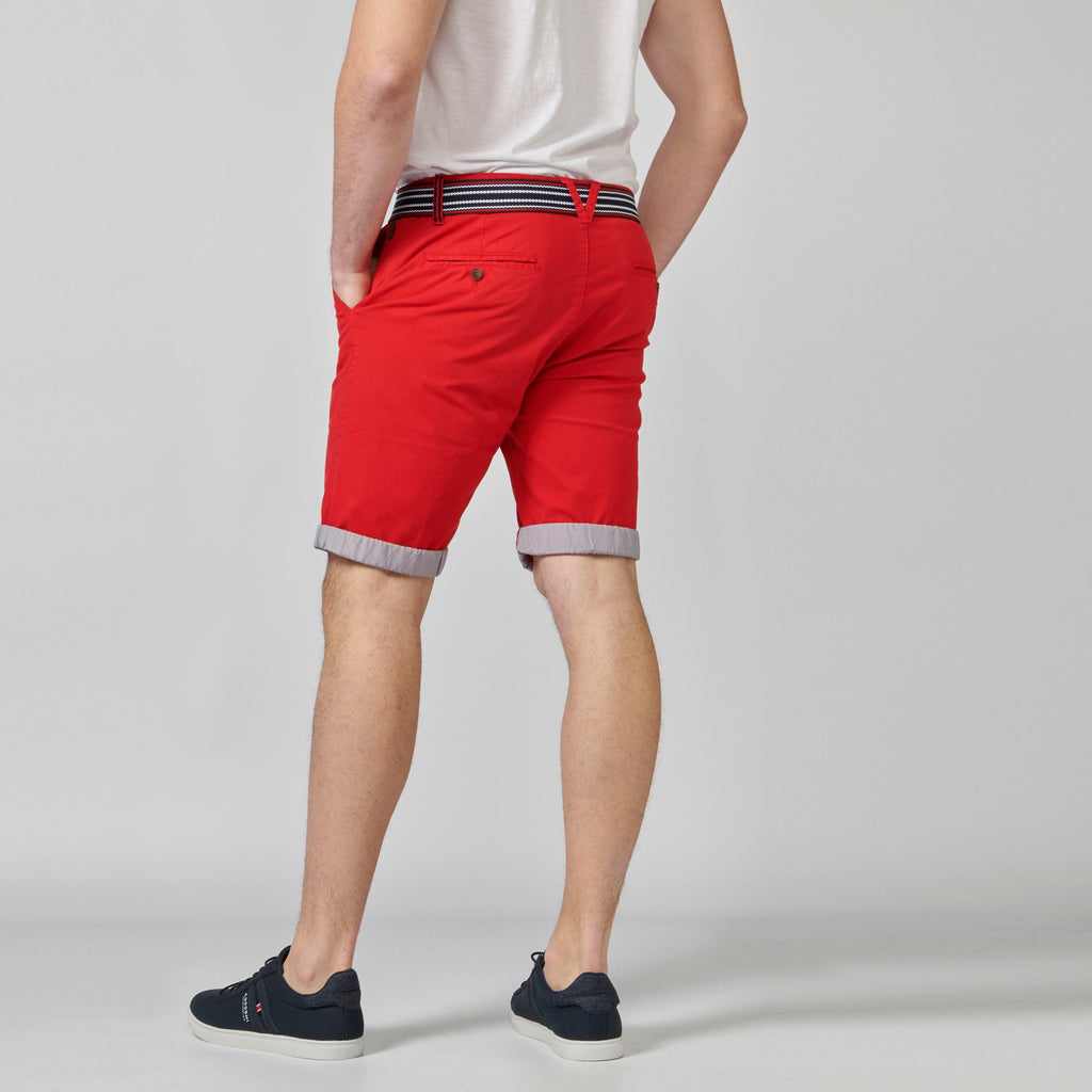 Bermuda chino algodón stretch hombre rojo detalle bolsillo - Koroshi 2111PS07