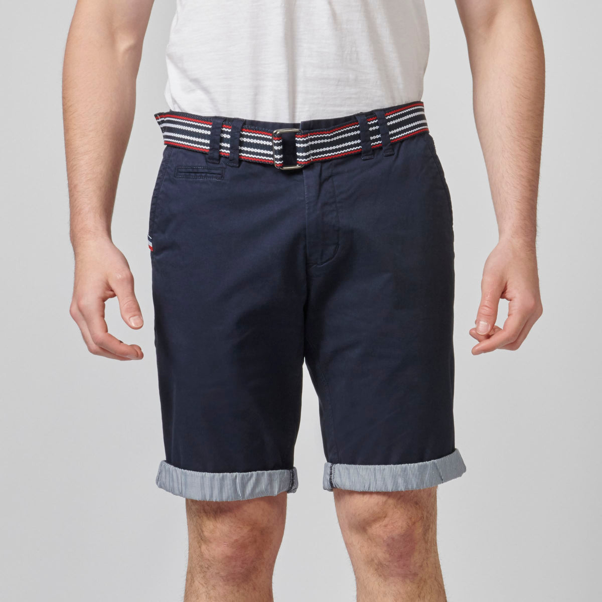 Bermuda chino algodón stretch hombre navy vista trasera - Koroshi 2111PS07
