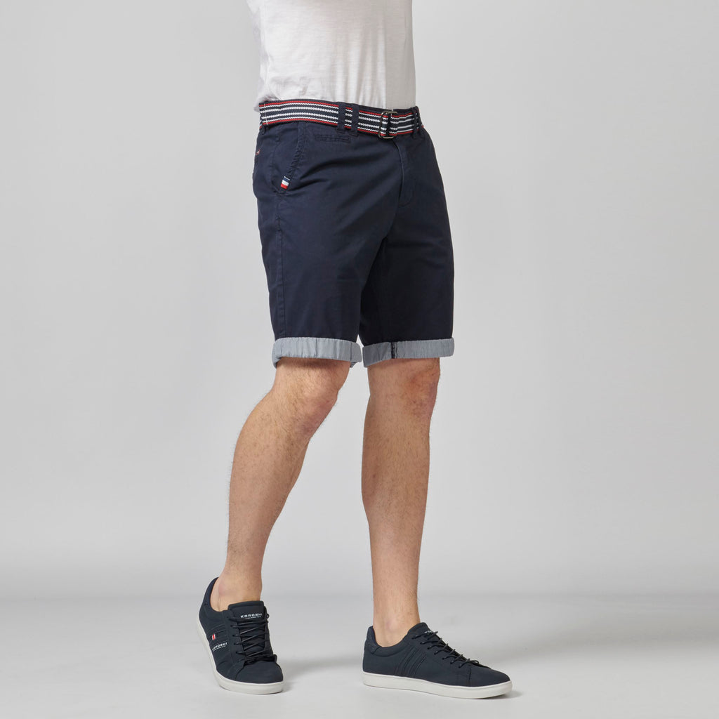 Bermuda chino algodón stretch hombre navy detalle vuelta - Koroshi 2111PS07