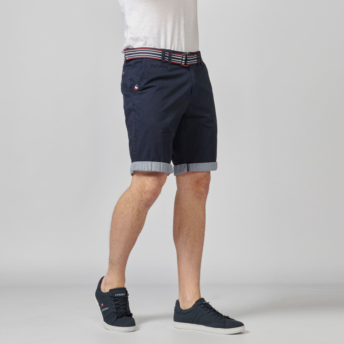 Bermuda chino algodón stretch hombre navy detalle vuelta - Koroshi 2111PS07