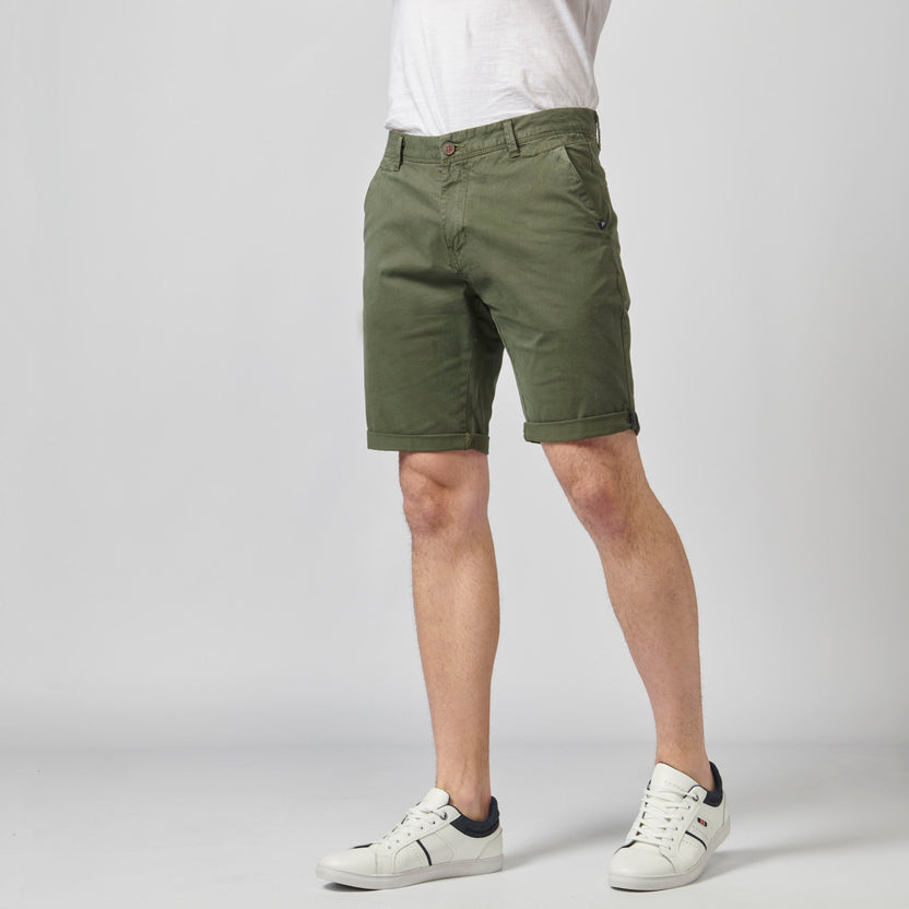 Shorts chino da uomo in cotone stretch color kaki - Koroshi 2111PS08