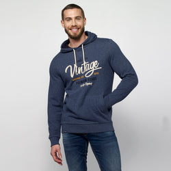 Men's vintage print hoodie in heather blue - Koroshi 2111SU13