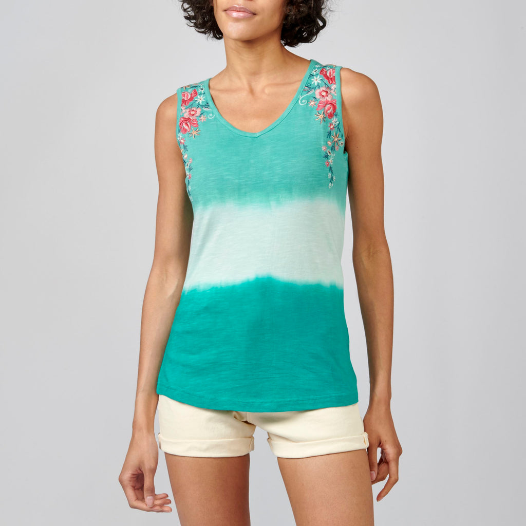 Top senza maniche sfumato con ricamo da donna menta - Koroshi 2112TP21