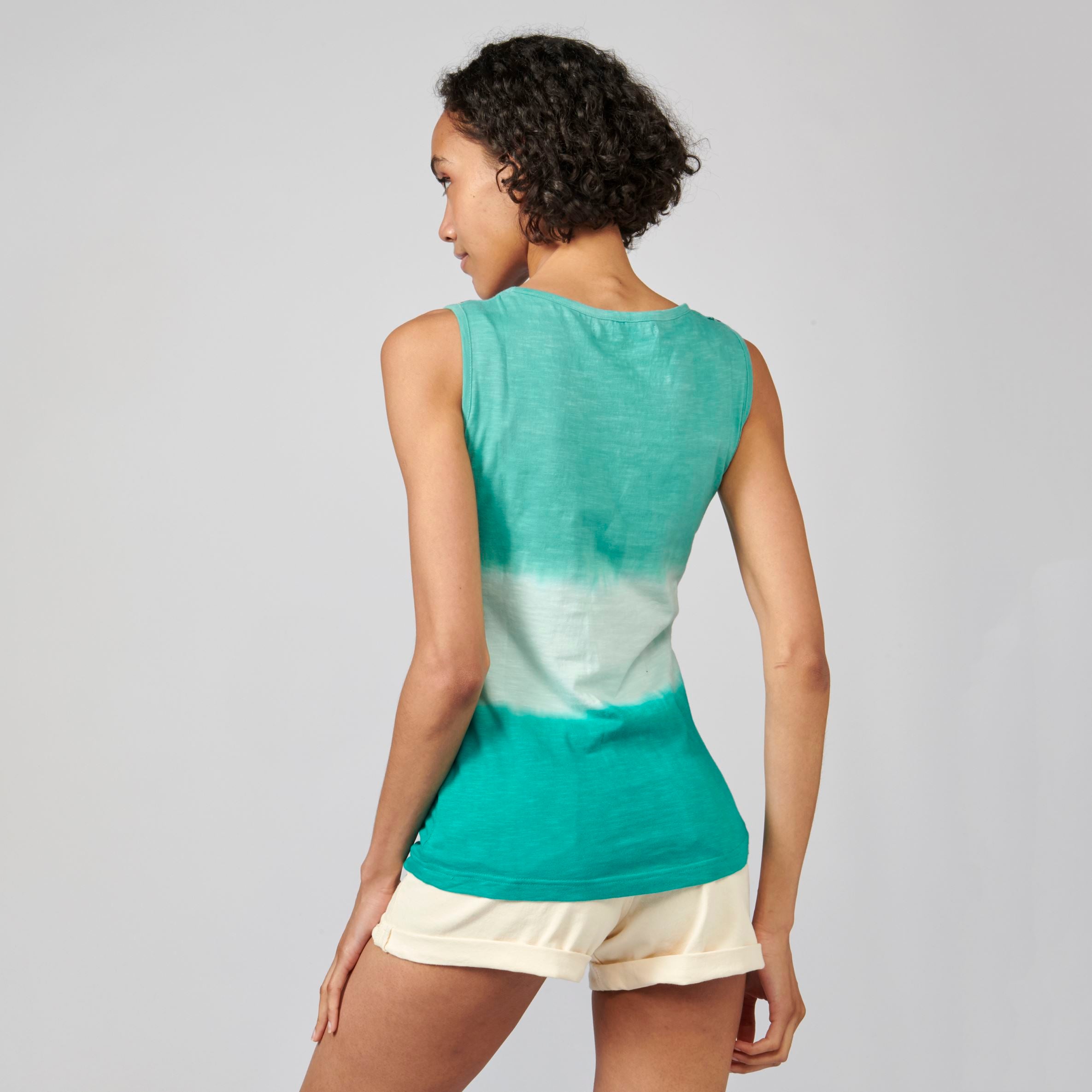 Top senza maniche sfumato con ricamo da donna menta - Koroshi 2112TP21