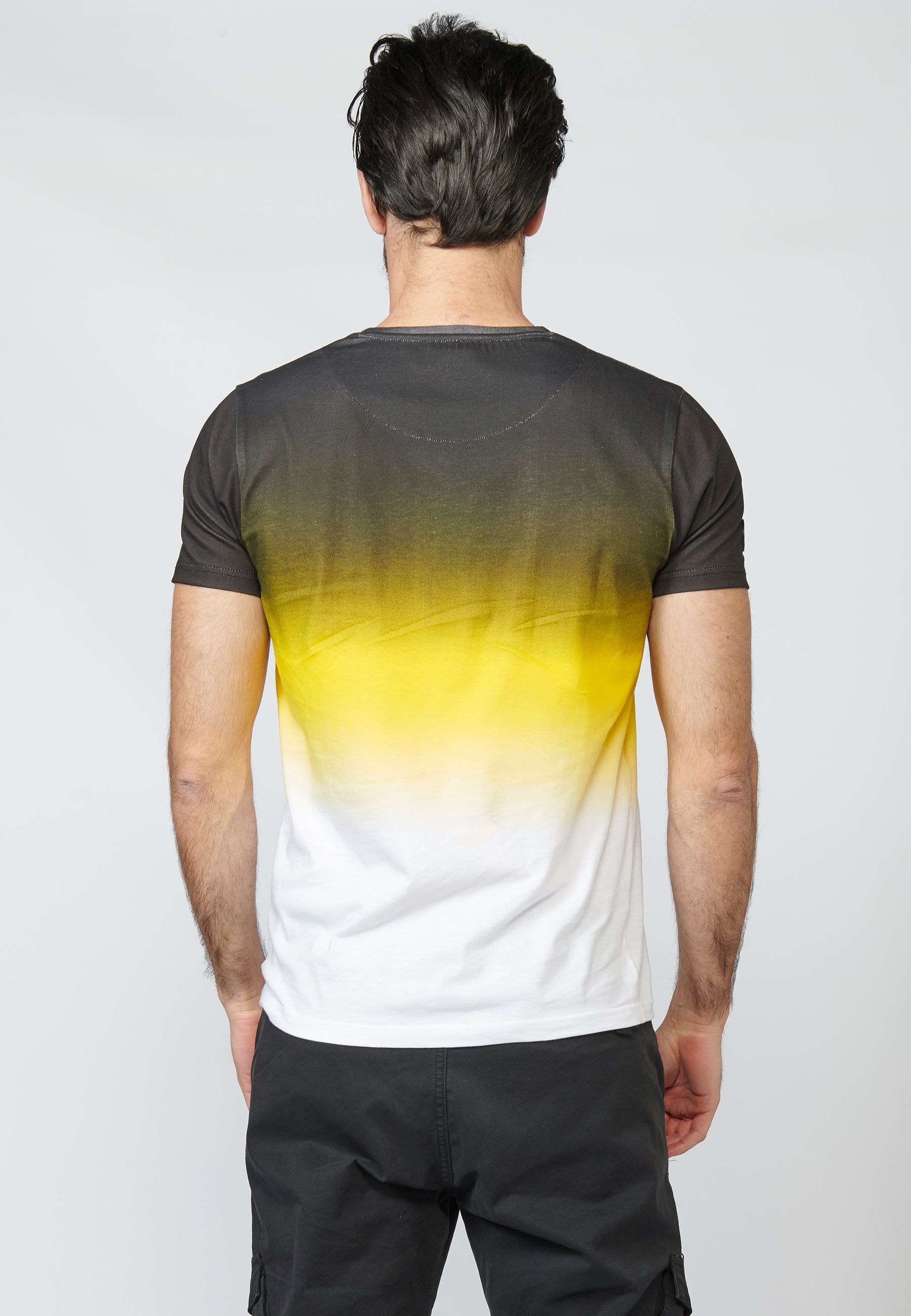 T-shirt manches courtes homme jaune dégradé logo latéral - Koroshi 2211MC03