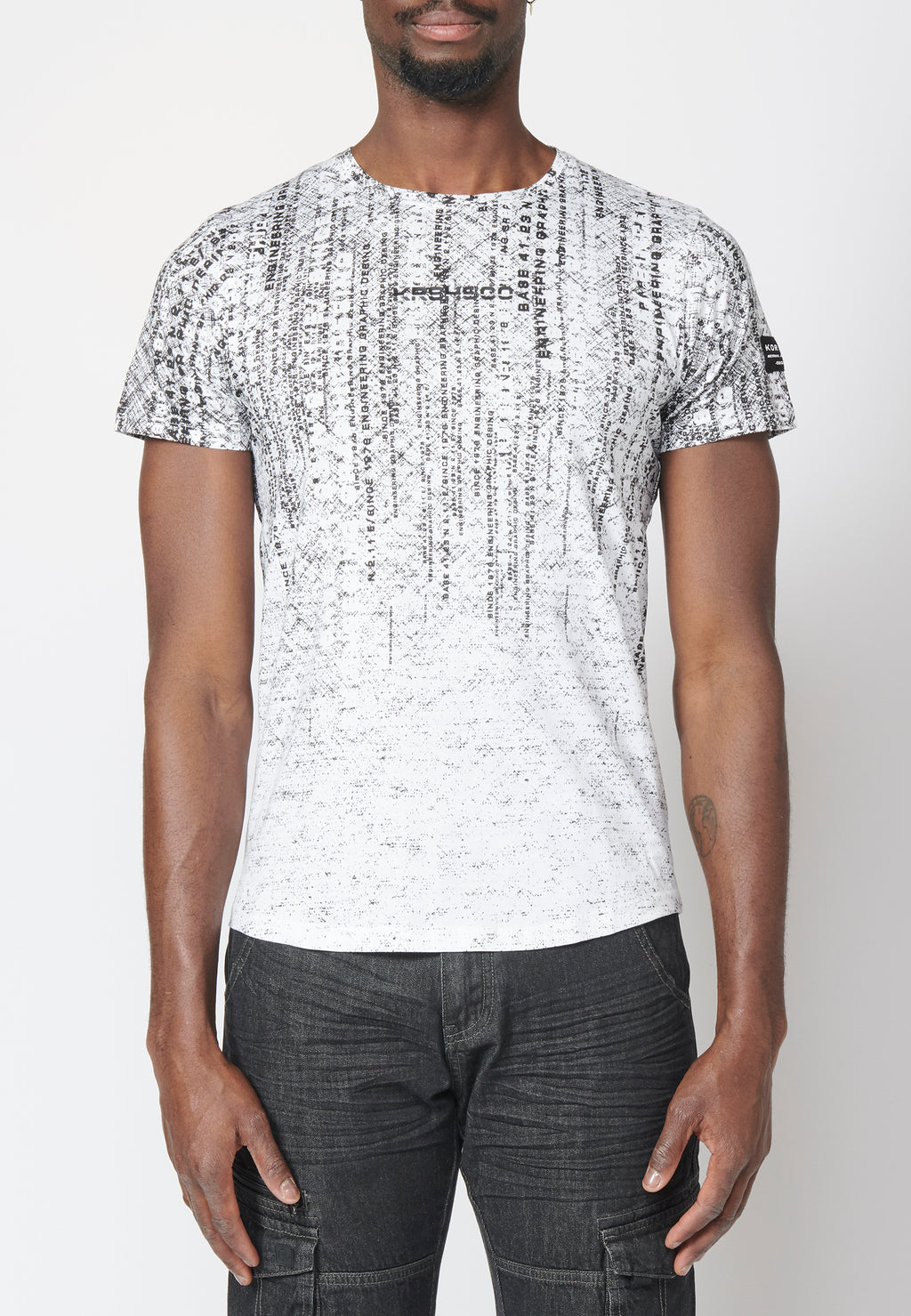 Kurzarm-T-Shirt mit Farbverlaufseffektdruck, 100 % Baumwolle für Herren