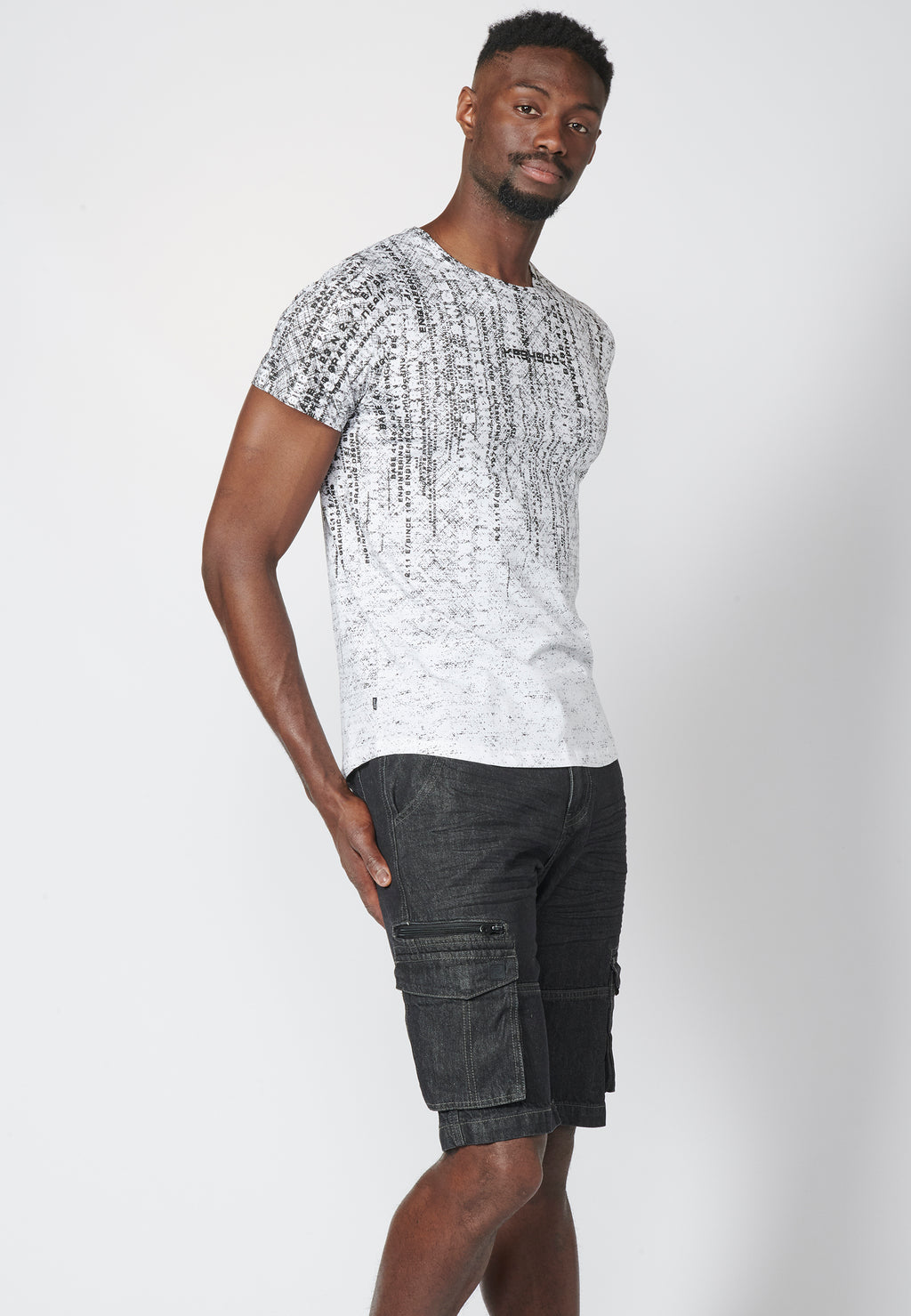 Kurzarm-T-Shirt mit Farbverlaufseffektdruck, 100 % Baumwolle für Herren