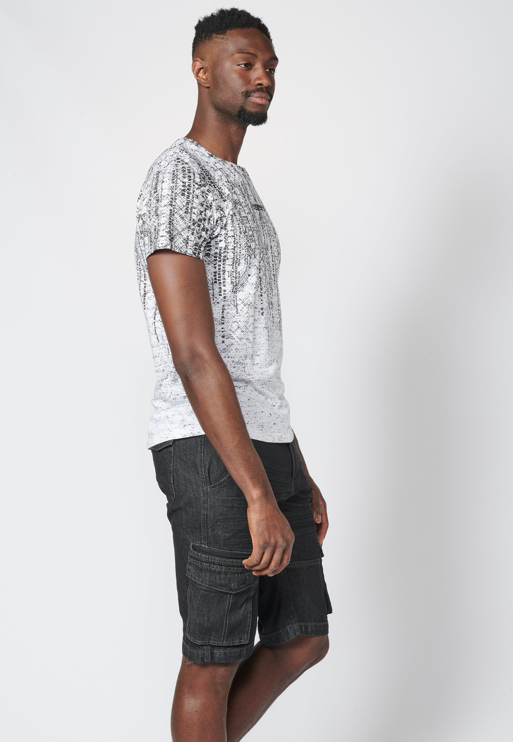 Kurzarm-T-Shirt mit Farbverlaufseffektdruck, 100 % Baumwolle für Herren