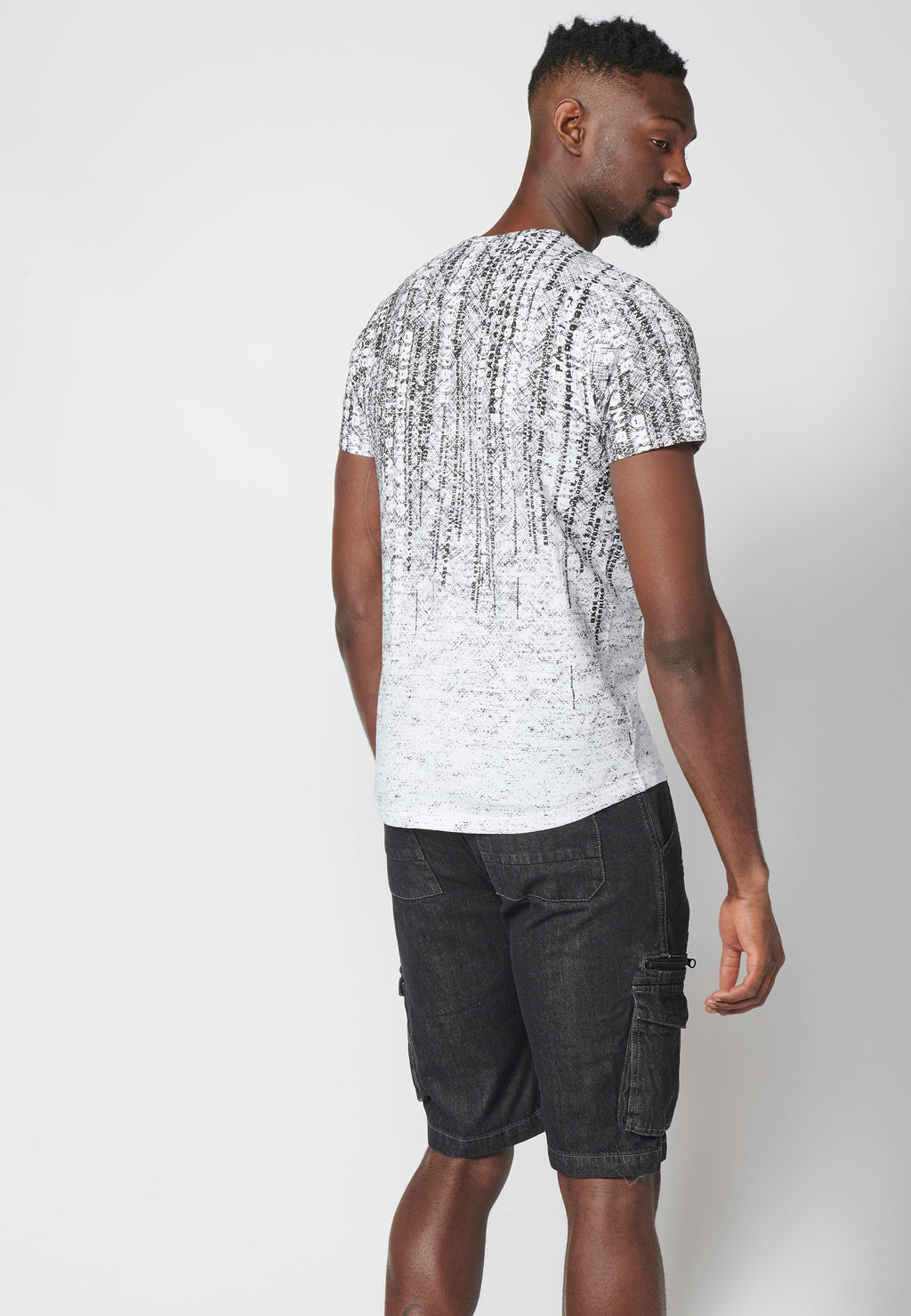 Kurzarm-T-Shirt mit Farbverlaufseffektdruck, 100 % Baumwolle für Herren