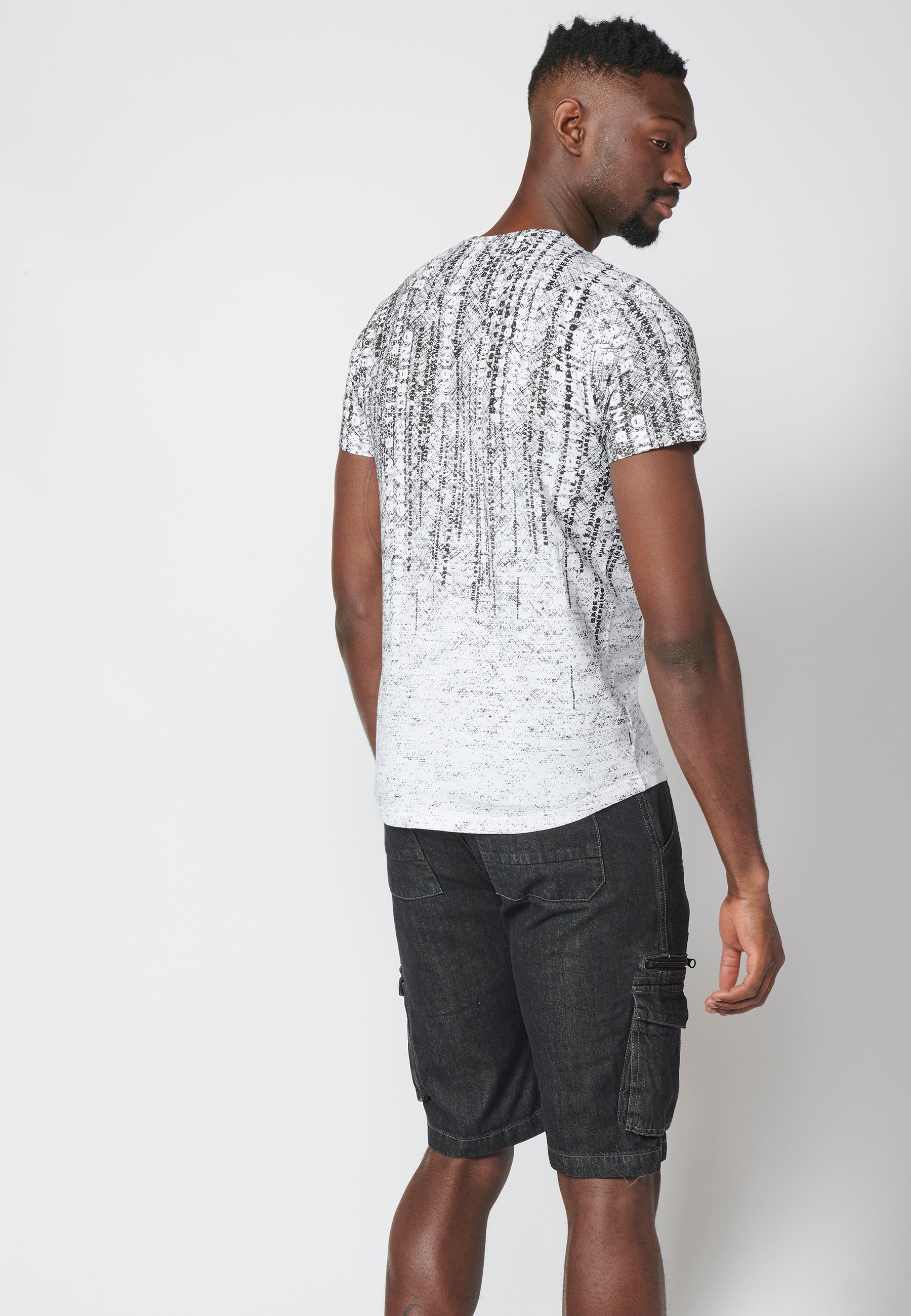 Kurzarm-T-Shirt mit Farbverlaufseffektdruck, 100 % Baumwolle für Herren