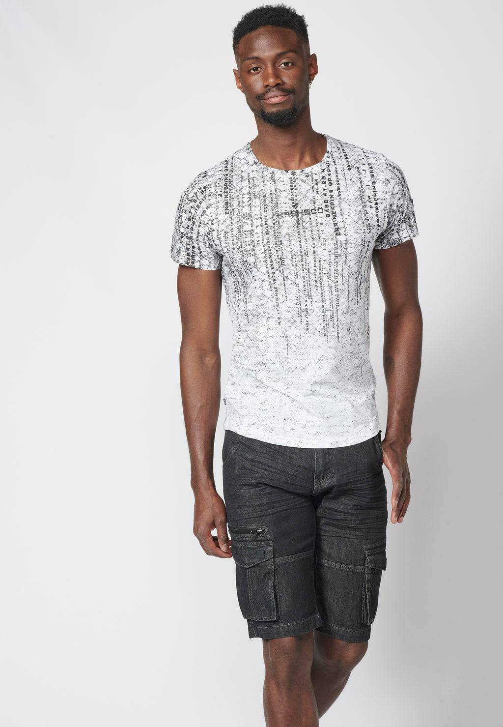 Kurzarm-T-Shirt mit Farbverlaufseffektdruck, 100 % Baumwolle für Herren