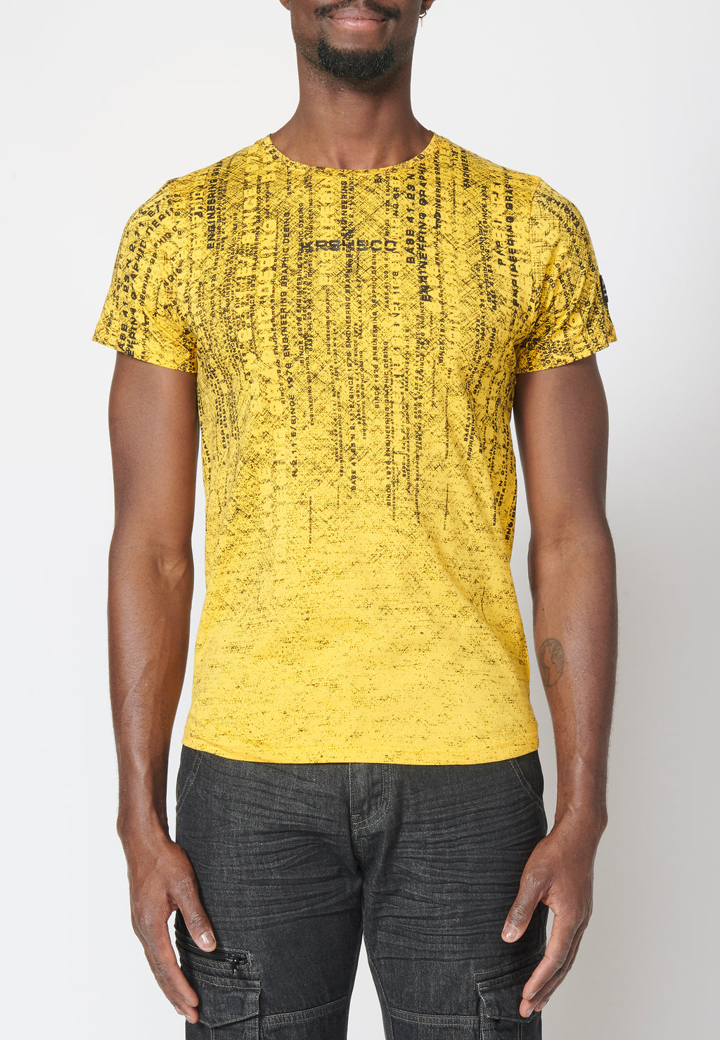 Kurzarm-T-Shirt mit Farbverlaufseffektdruck, 100 % Baumwolle für Herren