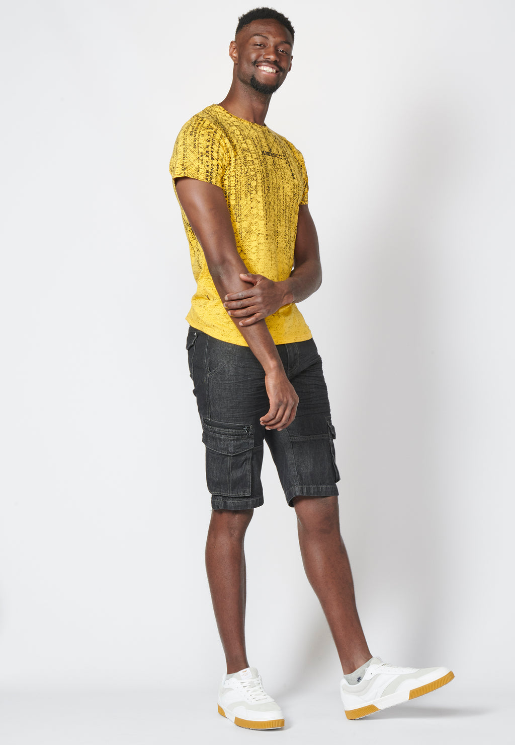 Kurzarm-T-Shirt mit Farbverlaufseffektdruck, 100 % Baumwolle für Herren