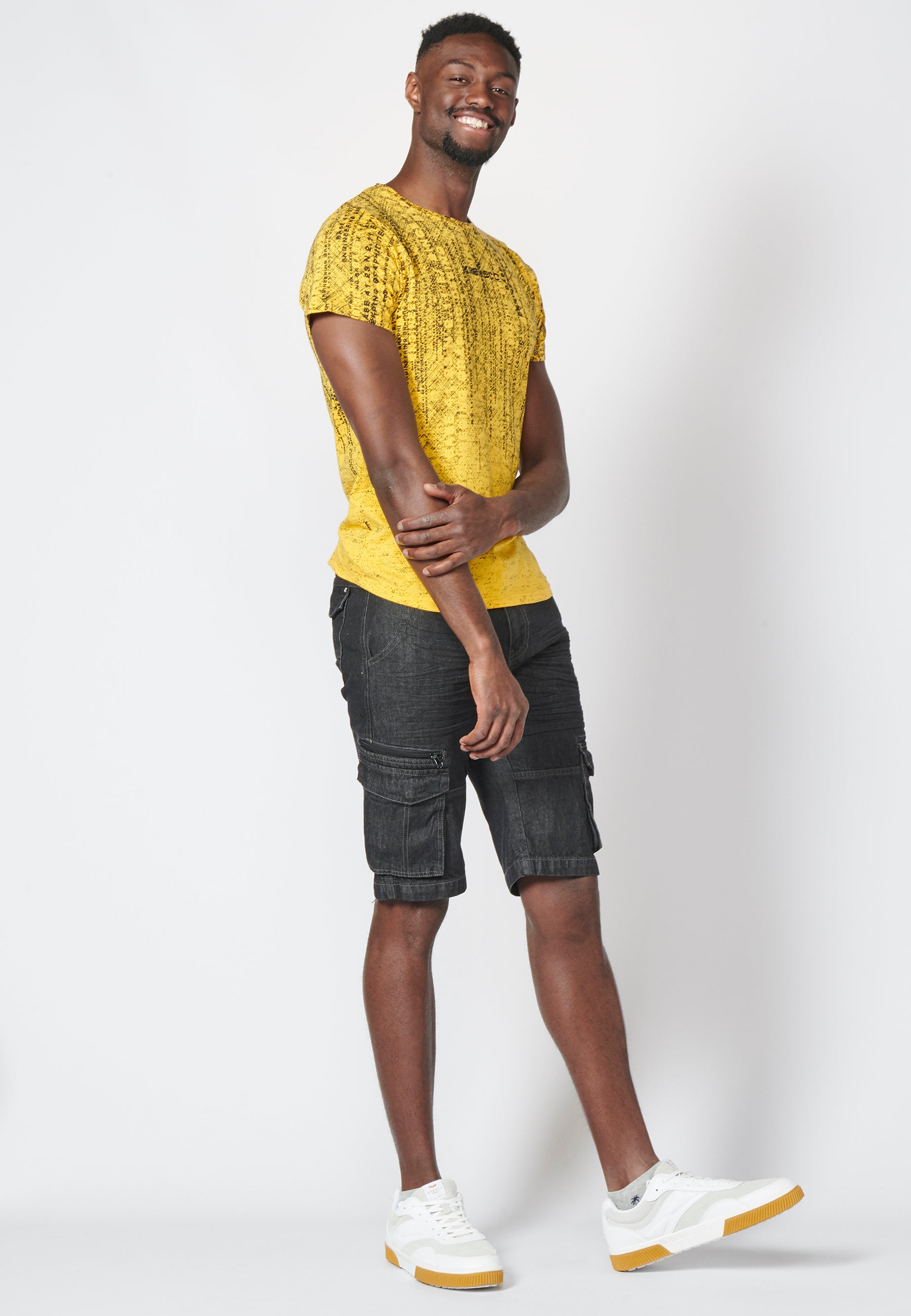 Kurzarm-T-Shirt mit Farbverlaufseffektdruck, 100 % Baumwolle für Herren