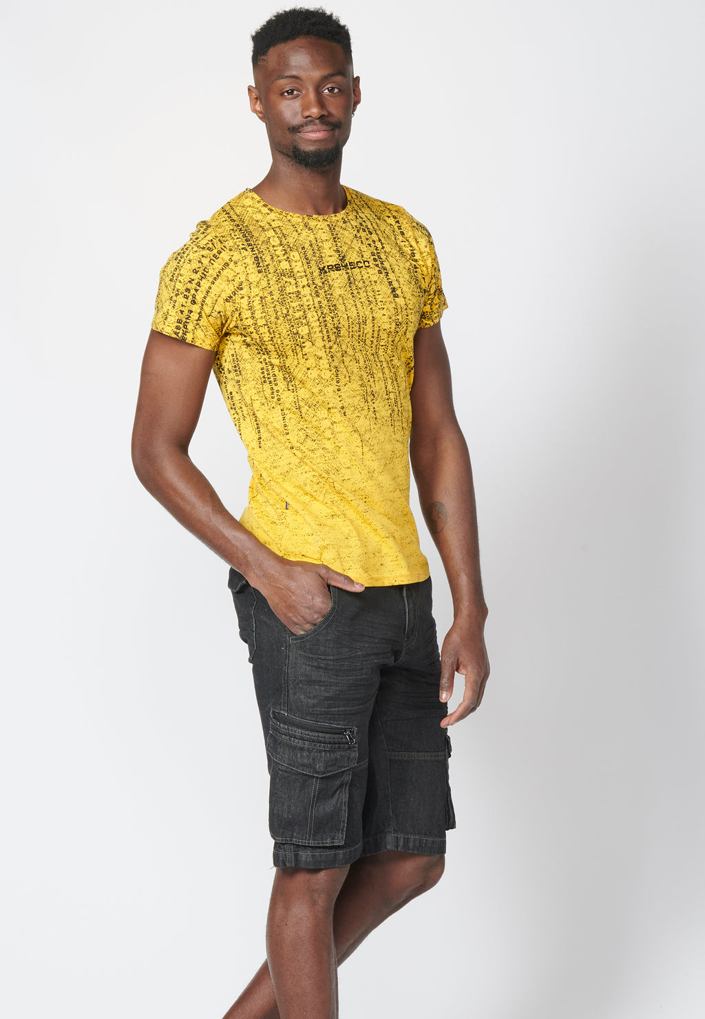 Kurzarm-T-Shirt mit Farbverlaufseffektdruck, 100 % Baumwolle für Herren