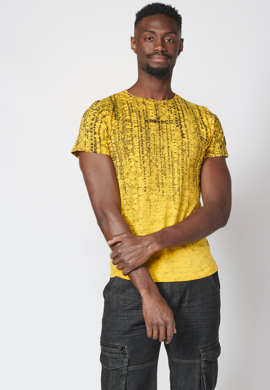 Kurzarm-T-Shirt mit Farbverlaufseffektdruck, 100 % Baumwolle für Herren