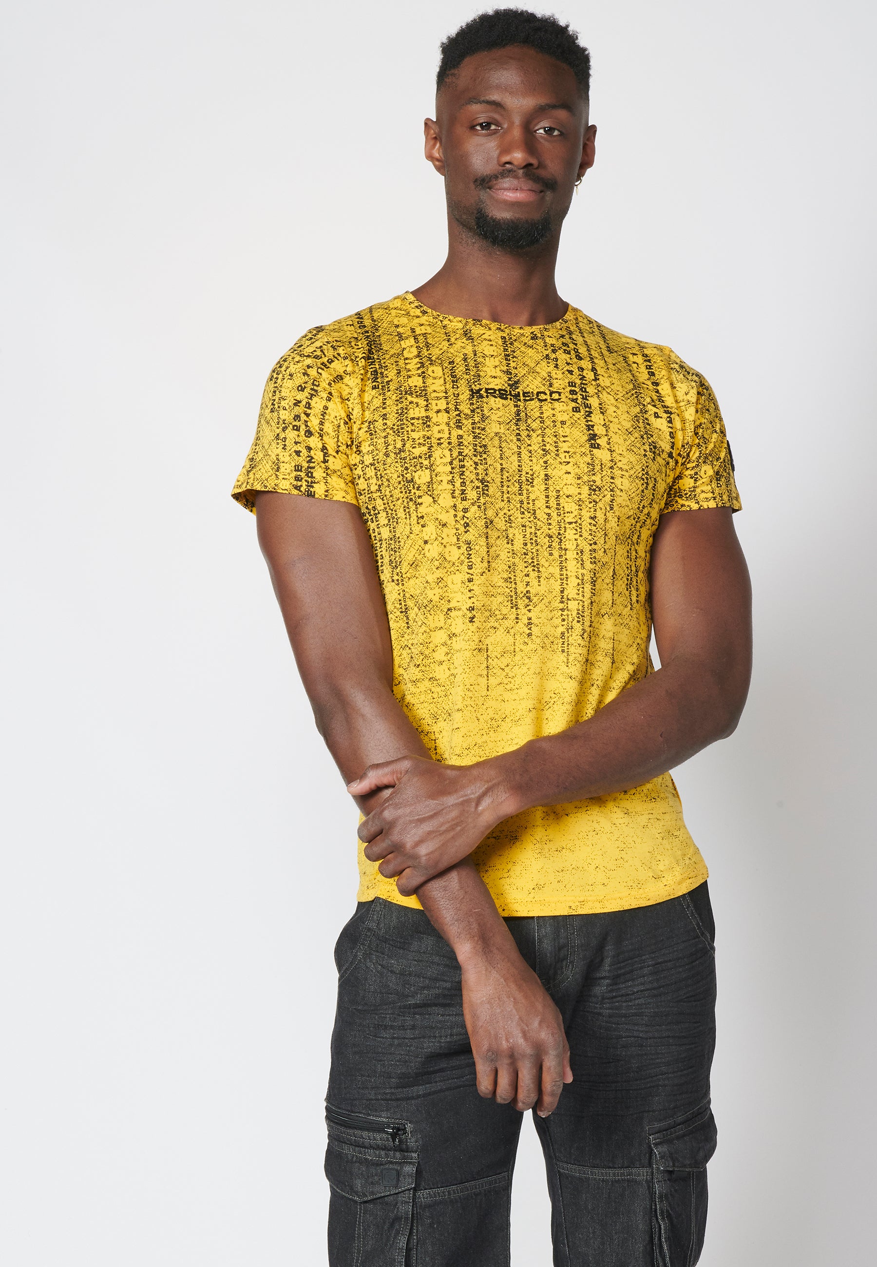 Kurzarm-T-Shirt mit Farbverlaufseffektdruck, 100 % Baumwolle für Herren