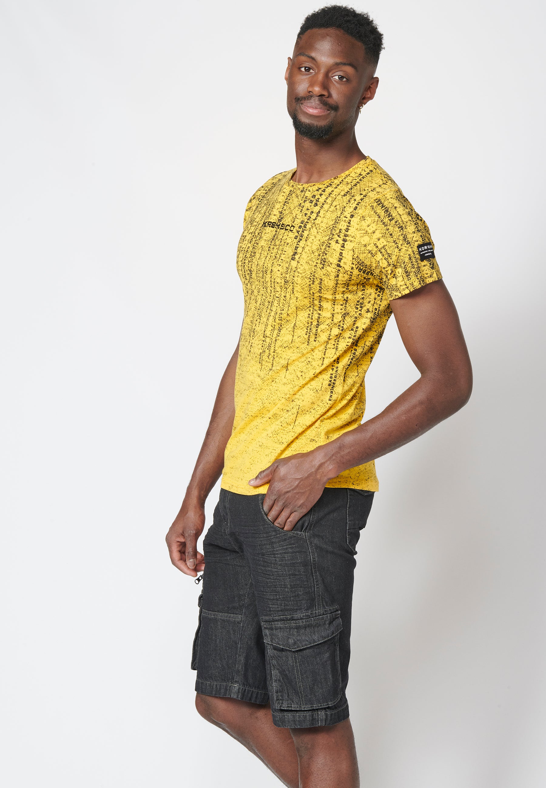 Kurzarm-T-Shirt mit Farbverlaufseffektdruck, 100 % Baumwolle für Herren