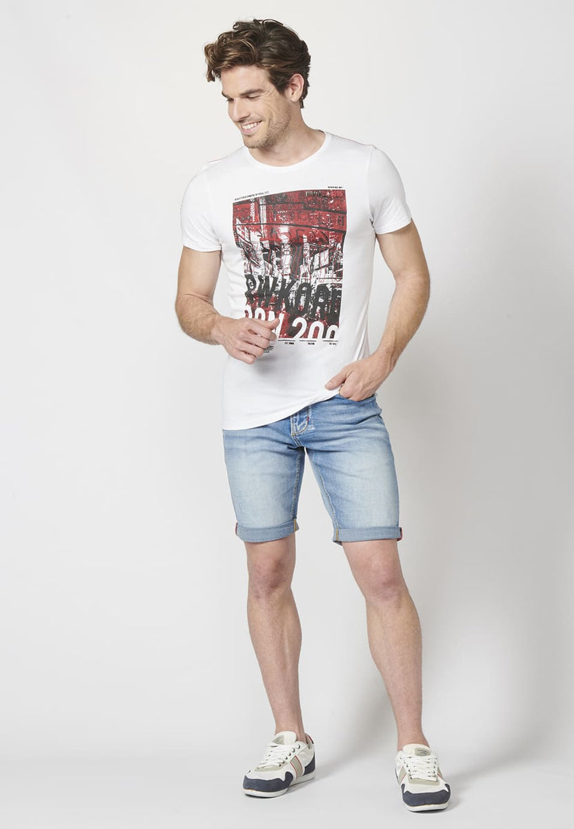 Samarreta màniga curta estampat davanter home blanc - Koroshi 2211MC12