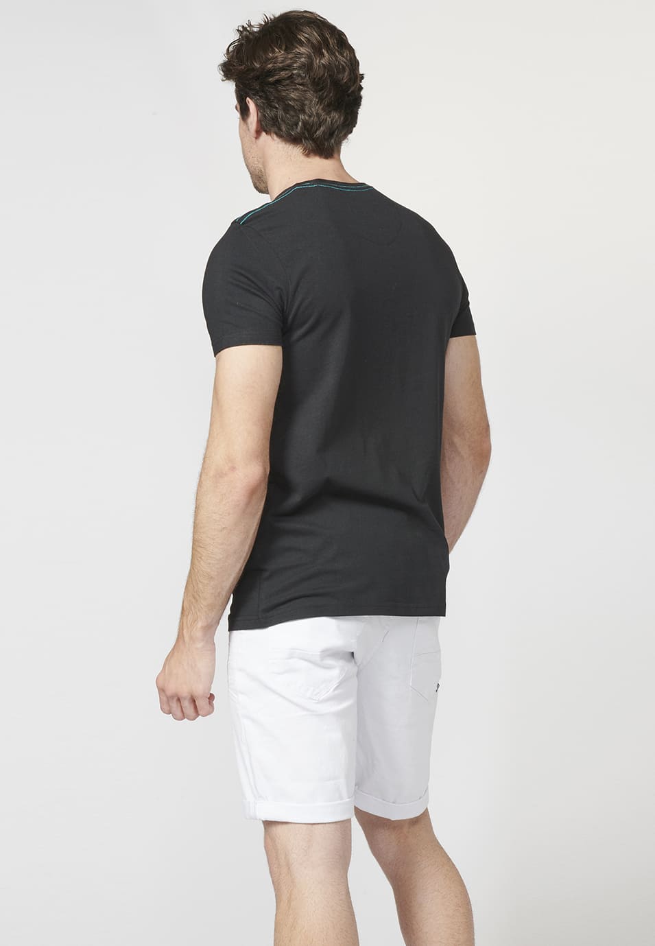 Samarreta màniga curta estampat davanter home negre - Koroshi 2211MC12