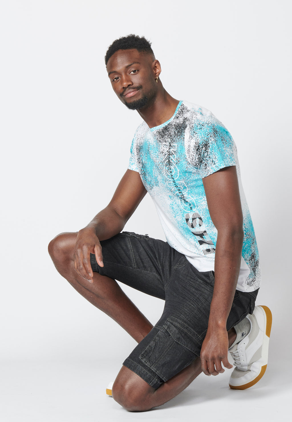 Samarreta de màniga curta amb estampat esquitxat i logotip lateral, 100% cotó per a Home