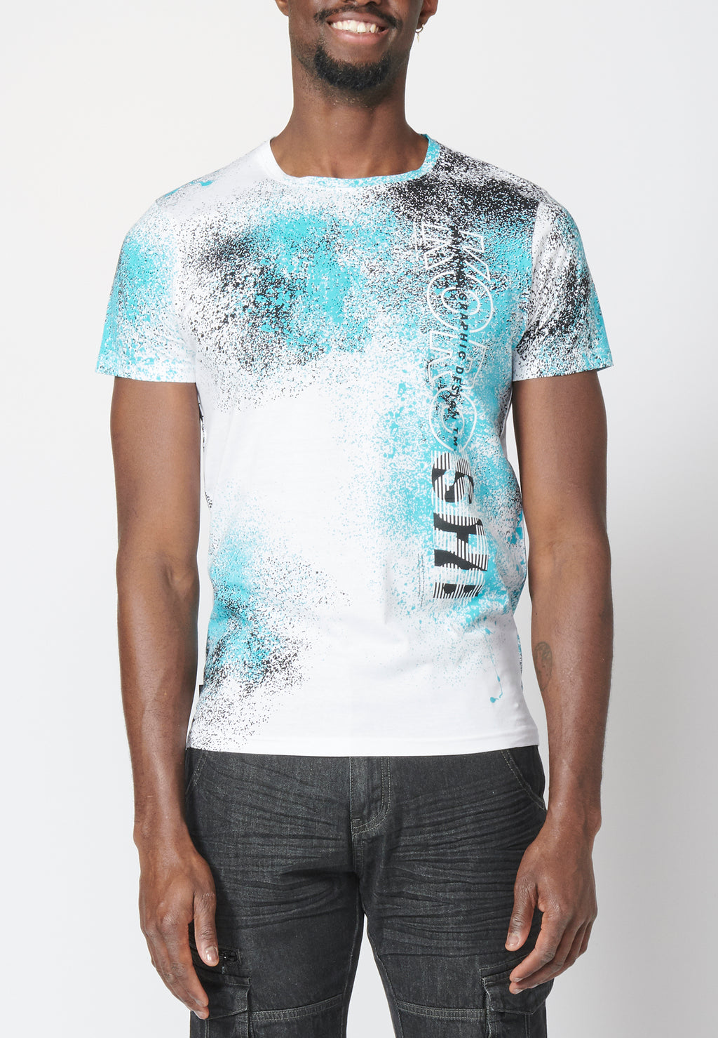 Samarreta de màniga curta amb estampat esquitxat i logotip lateral, 100% cotó per a Home