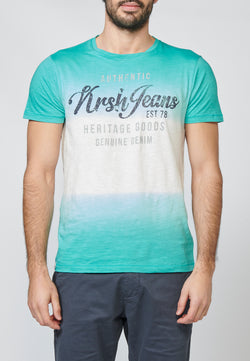 Men's mint chest print dip dye short sleeve t-shirt - Koroshi 2211MC41