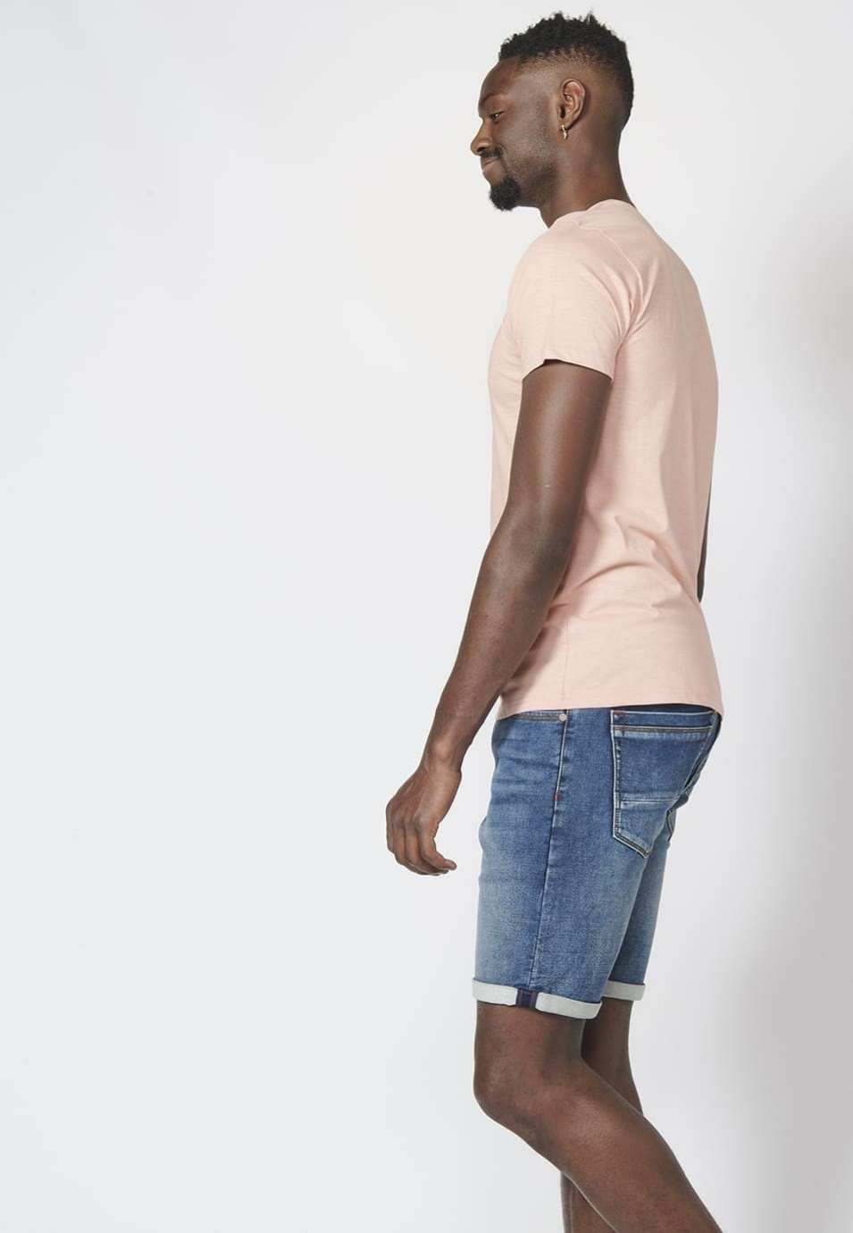 T-shirt basic a maniche corte con stampa logo sul lato, 100% cotone | La moda urbana