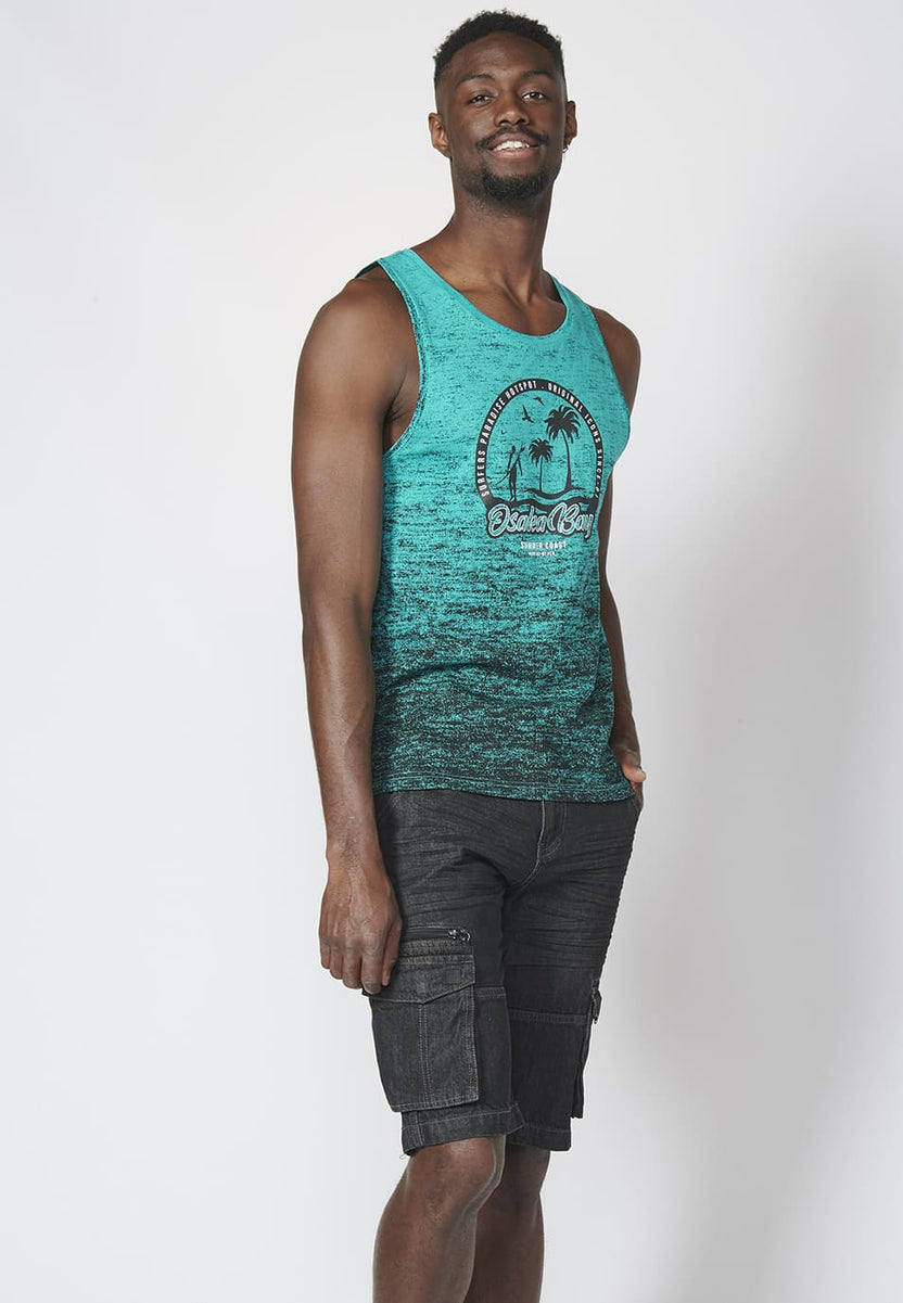 Camiseta sin mangas de hombre, degradado amarillo | ropa casual