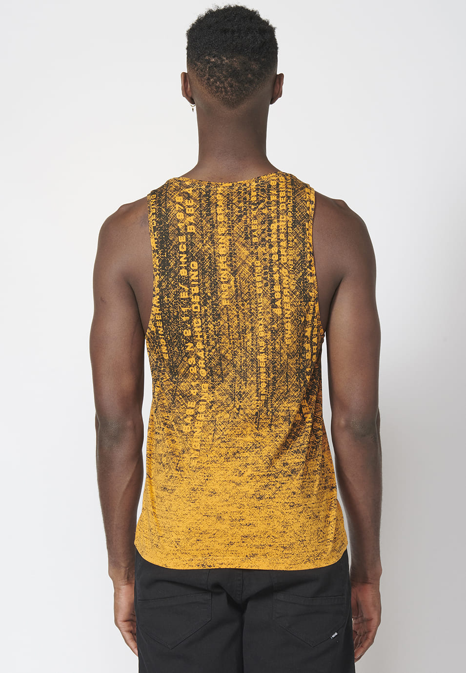 Sleeveless Tank Top with Gradient Print and Cotton Weave for Men