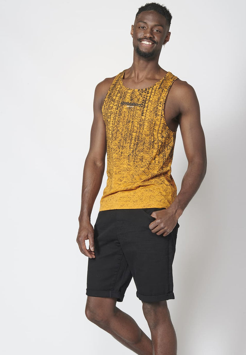 Men's Cotton Woven Gradient Print Tank Top