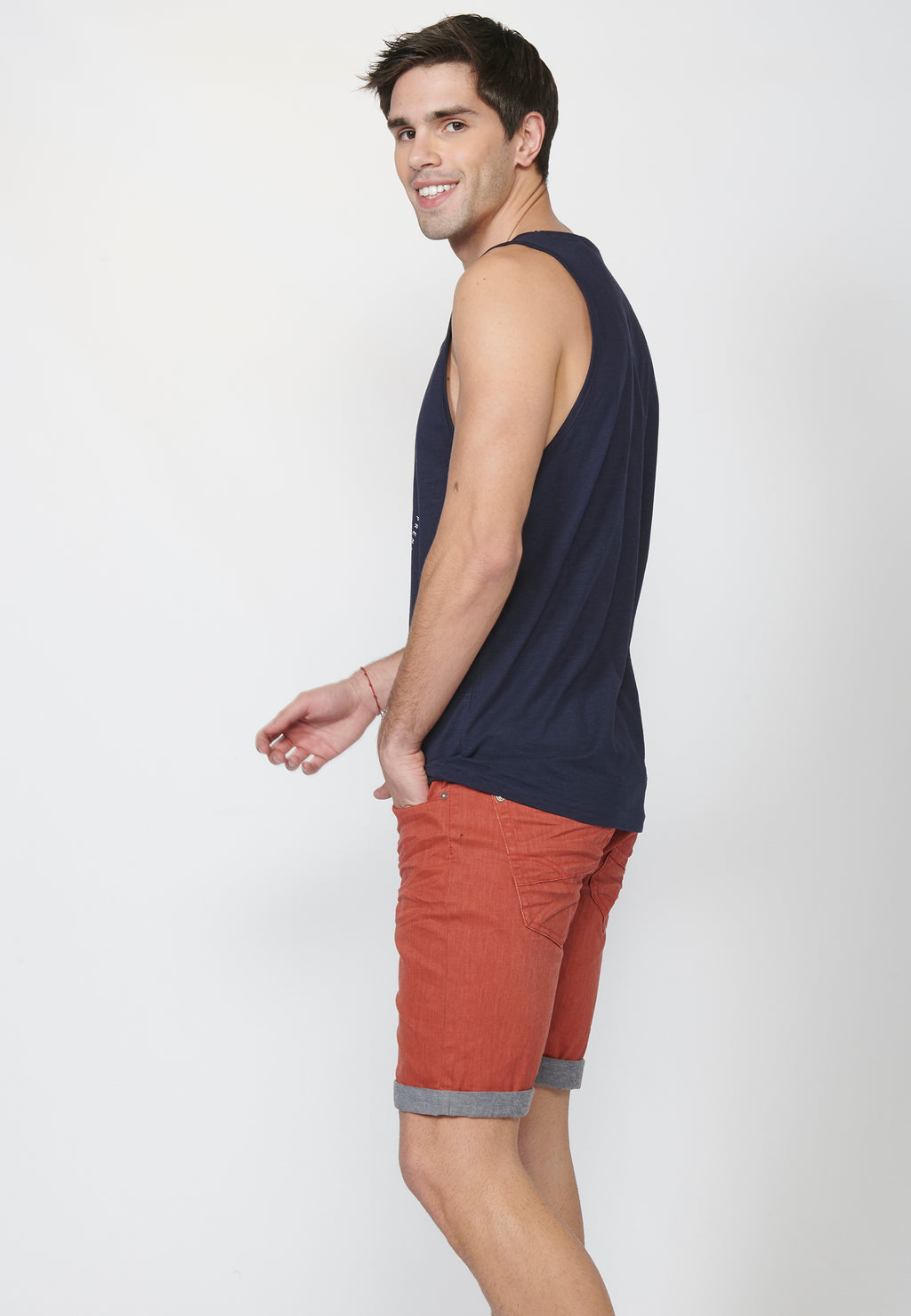 Herren-Tanktop mit Surfer-Print vorne, Marineblau – Koroshi 2211MS19