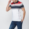 Short Sleeve Polo with Side Slits and Printed Detail on Front 100% Cotton for Men