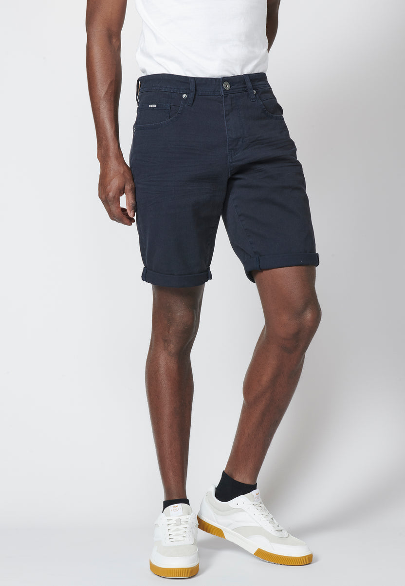 Bermuda algodón regular 5 bolsillos hombre navy detalle - Koroshi 2211PS01