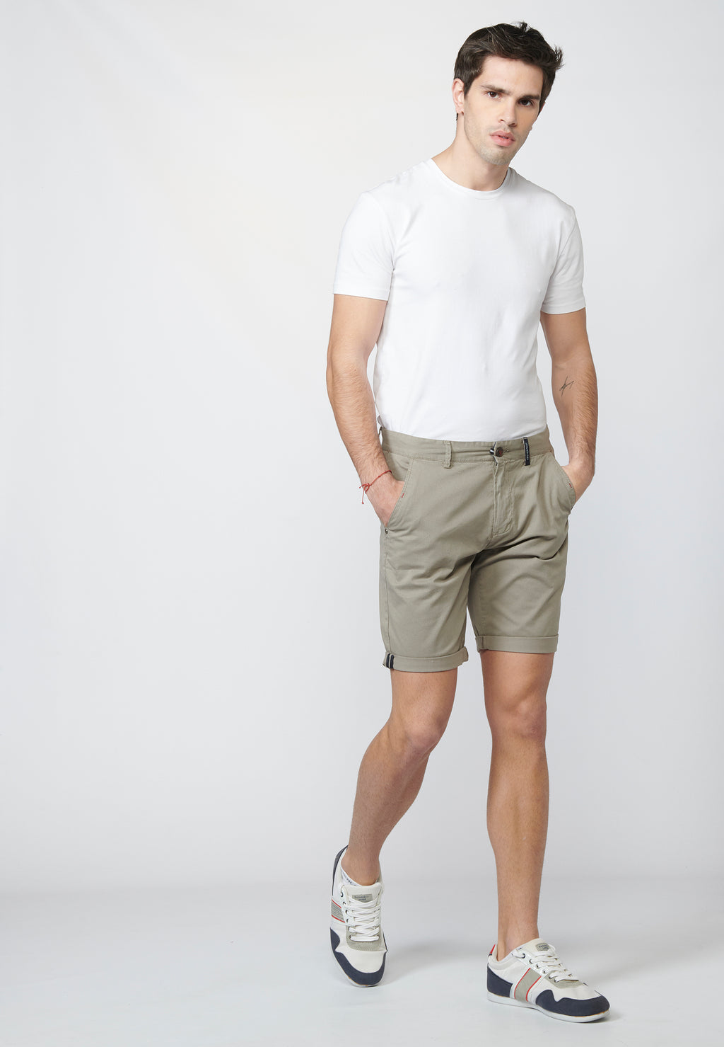 Micro printed chino shorts for men in mink - Koroshi 2211PS08