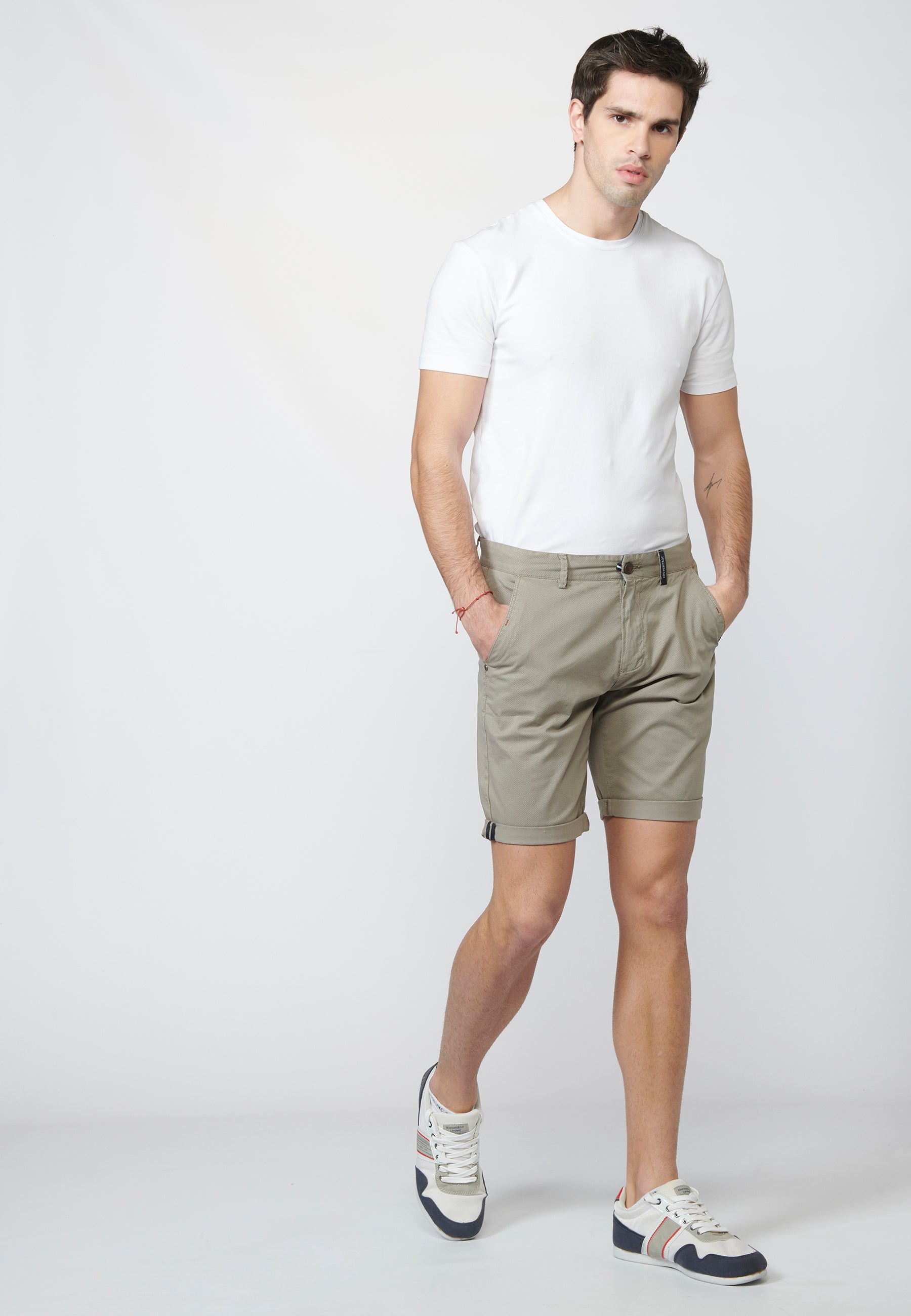 Micro printed chino shorts for men in mink - Koroshi 2211PS08