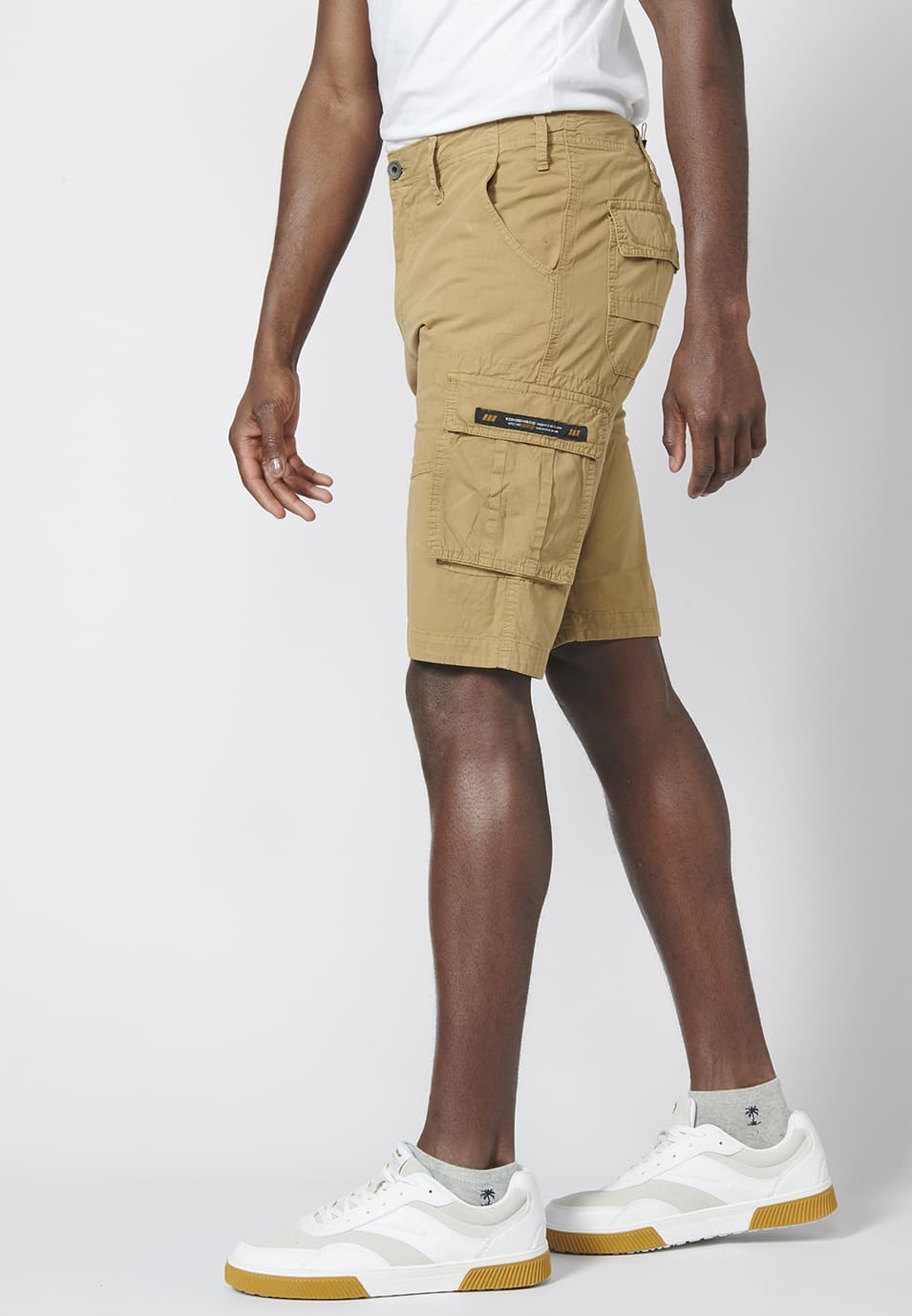 Pantaloncini cargo da uomo in cotone sabbia - Koroshi 2211PS11