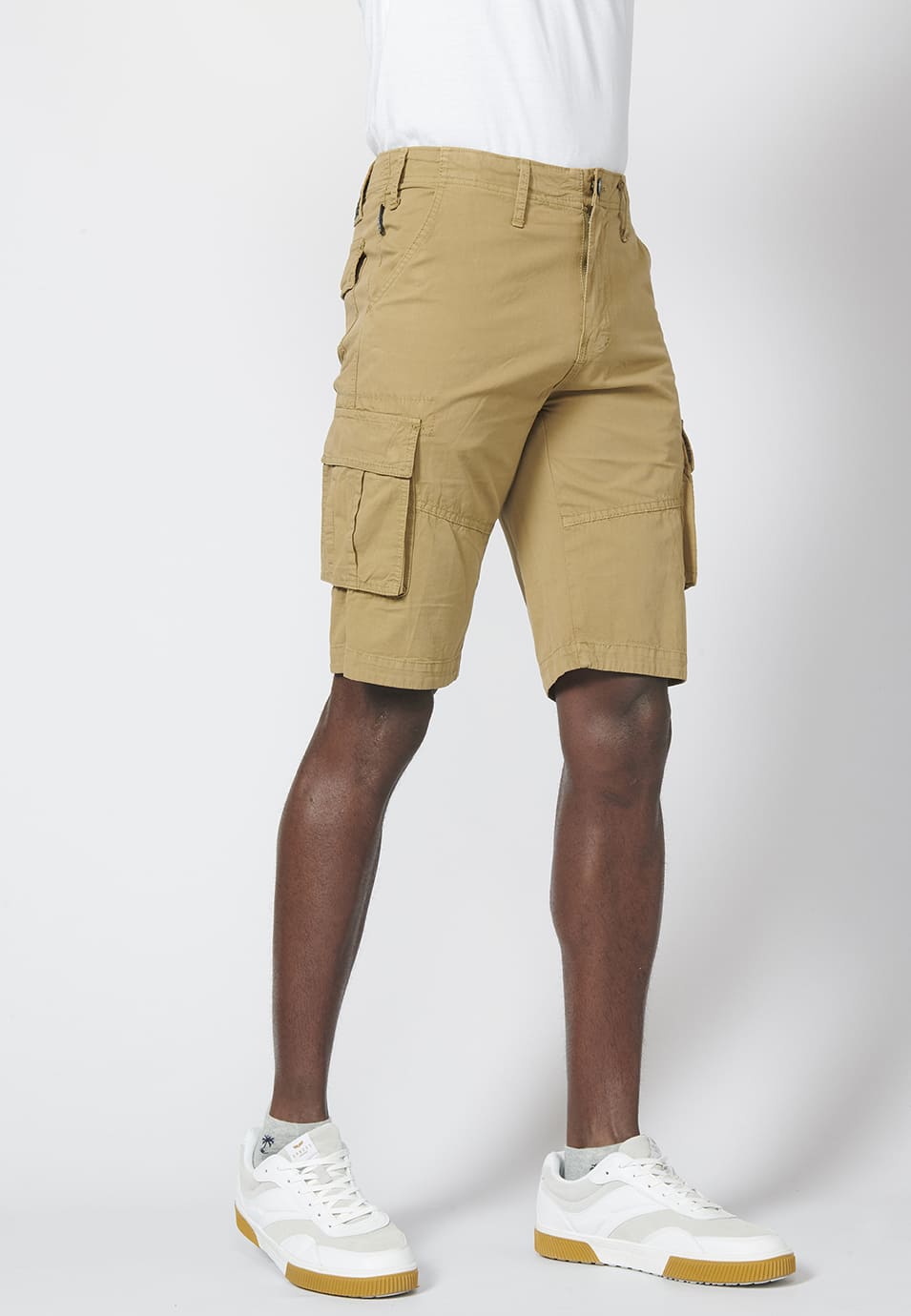 Pantaloncini cargo da uomo in cotone sabbia - Koroshi 2211PS11