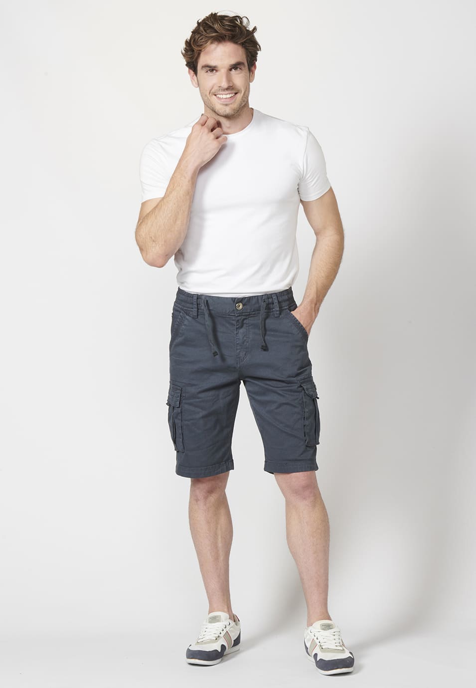 Short cargo homme 7 poches marine - Koroshi 2211PS12