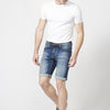 Jeansshorts mit normaler Passform, fünf Taschen und Used-Effekt für Herren