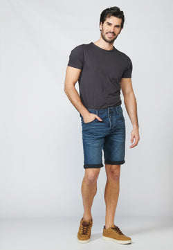 Short en jean fuselé brodé pour homme bleu foncé - Koroshi 2211PS66