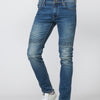 Pantalon long, jean motard coupe skinny avec cinq poches et effet usé pour homme