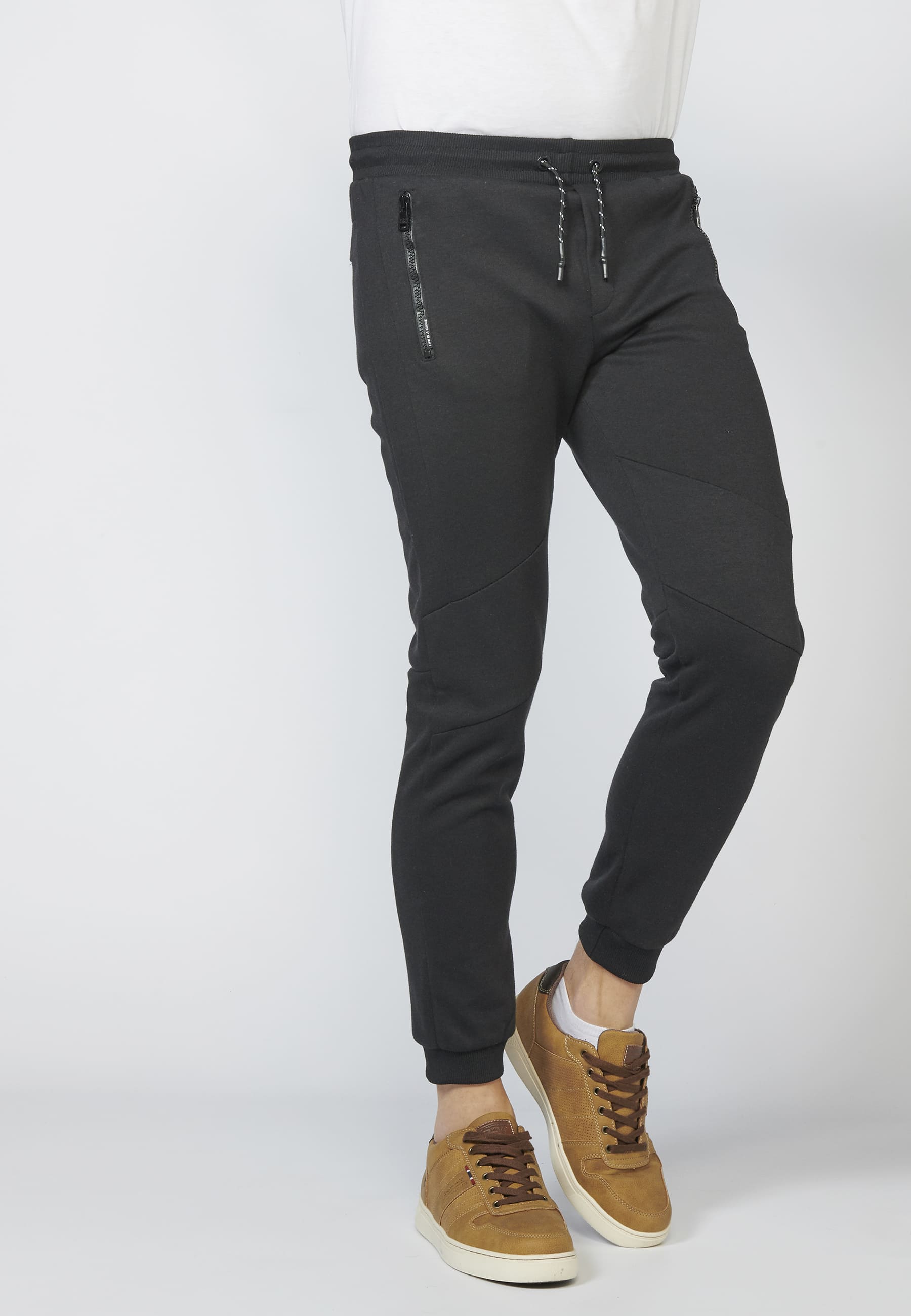 Pantalón Largo, Jeans Deportivo jogger interlock con Cintura Elástica Ajustable con Cordón para Hombre