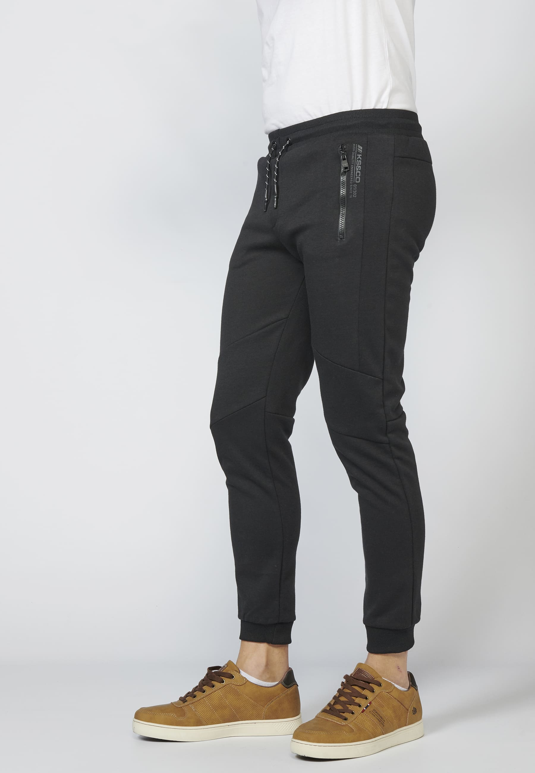 Pantalón Largo, Jeans Deportivo jogger interlock con Cintura Elástica Ajustable con Cordón para Hombre