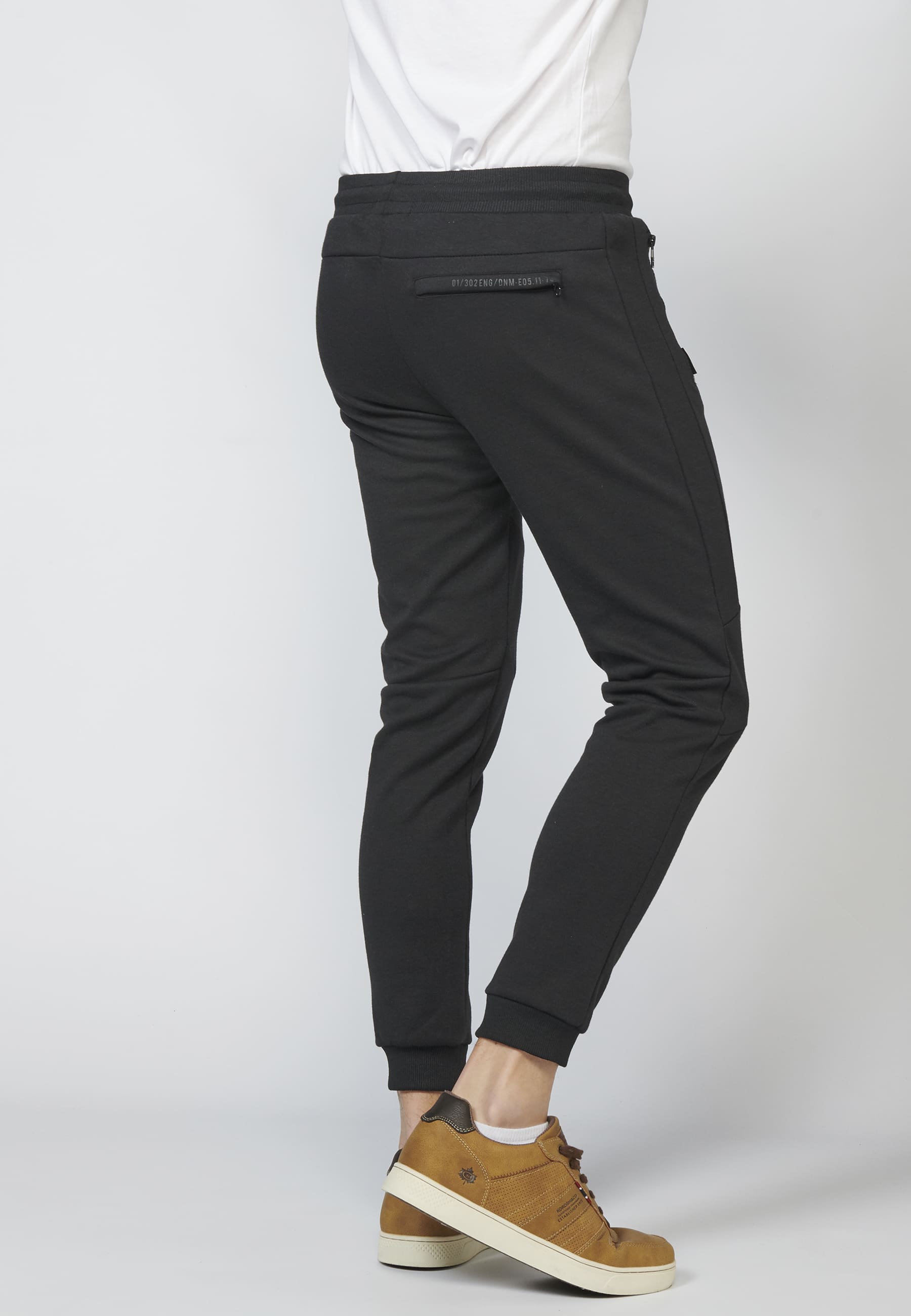 Long pants, interlock jogger sports jeans with adjustable elastic waist with drawstring for men