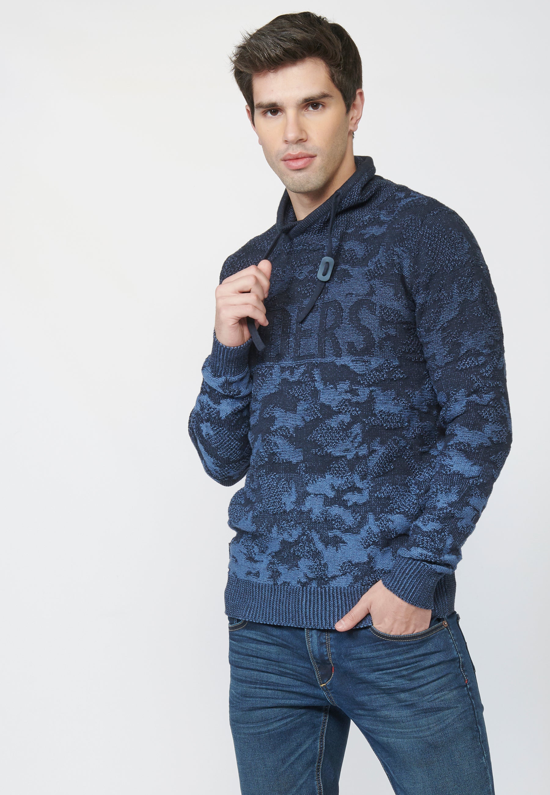 Fancy knit sweater with mottled camouflage effect in cotton | urban fa Korshi Fancy knit sweater with mottled camouflage effect in cotton | urban fa Korshi