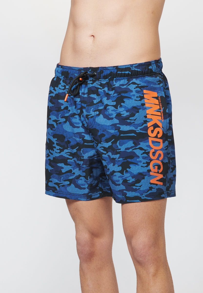 Short de bain homme camouflage bleu - Koroshi 2211WA07