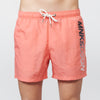 Men's plain coral swimsuit with printed logo and three pockets | urban fashion